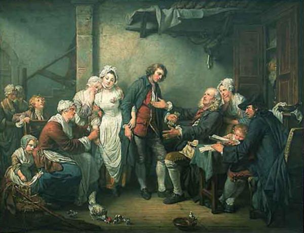Jean Baptiste Greuze l accordee de village oil painting picture